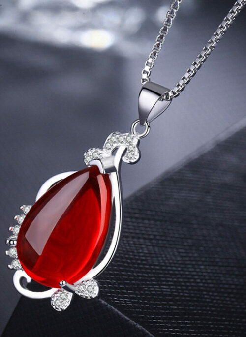 Silver Necklace With Red Pendant | Taehyung - BTS