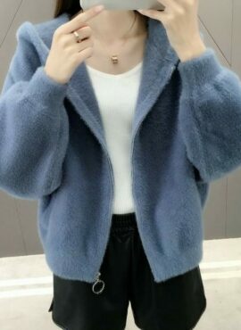 Blue Comfy Hooded Jacket With Zipper | Jimin - BTS