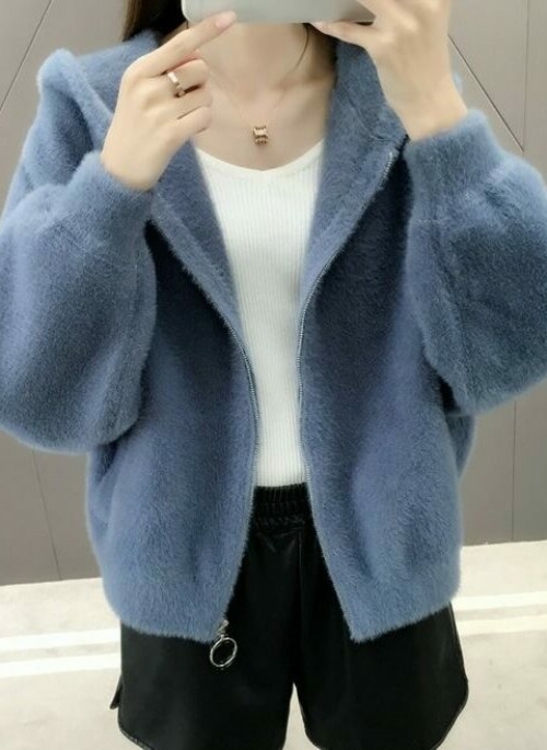 Blue Comfy Hooded Jacket With Zipper | Jimin – BTS