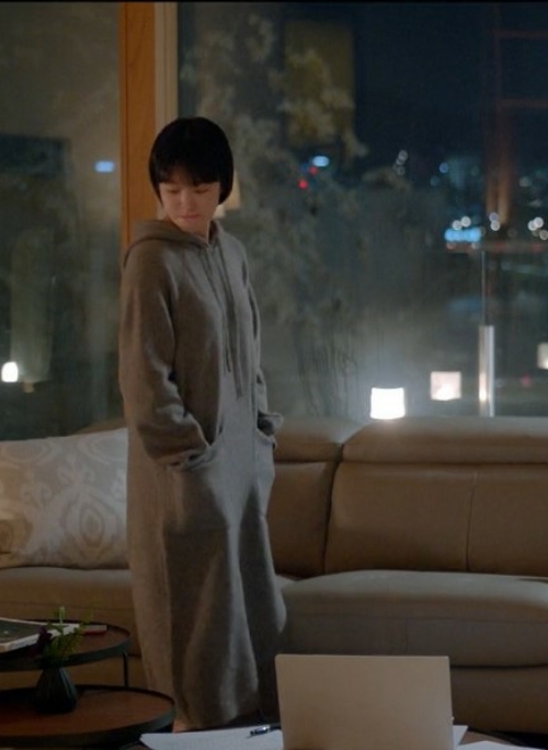 Grey Long Hoodie Dress | Cha Soo-Hyun – Encounter