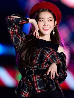 Red Asymmetrical Checkered Shirt | Irene – Red Velvet