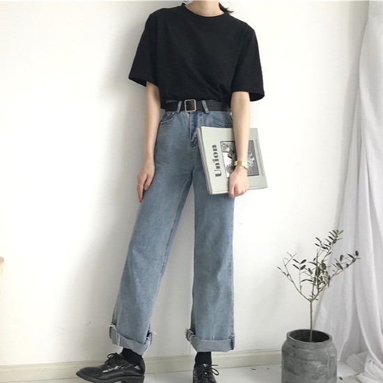 Wide Blue Jeans | Jennie - BlackPink | K-Fashion at Fashionchingu