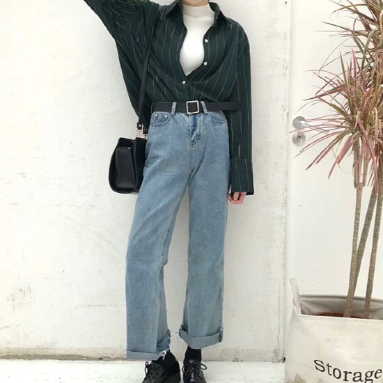 Wide Blue Jeans | Jennie - BlackPink | K-Fashion at Fashionchingu