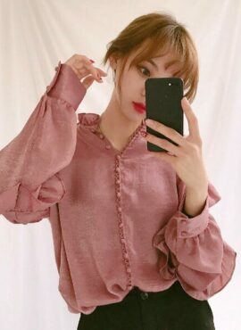 Pink Ruffled Blouse | Yeri - Red Velvet