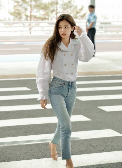 White Double-Breasted Doll Collar Blouse | Jennie – BlackPink