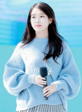 Blue Sweater With Parted Back | IU