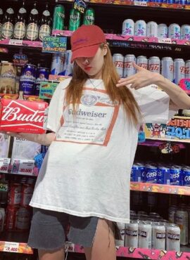 White Budweiser T-Shirt | Hyuna