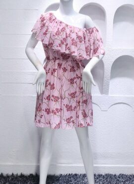 Pink Floral Petals Off-Shoulder Ruffle Dress | Joy - Red Velvet