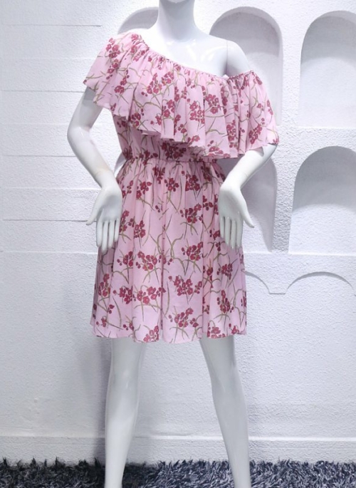 Pink Floral Petals Off-Shoulder Ruffle Dress | Joy – Red Velvet