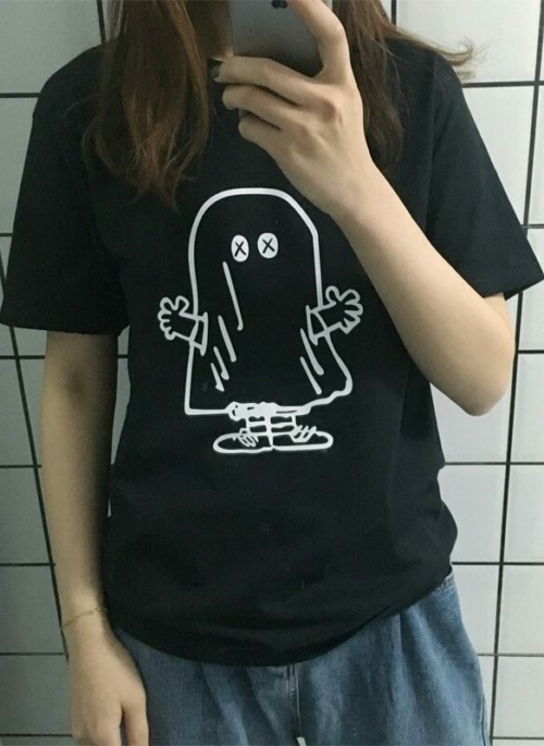 Black Cute Ghost Cartoon T-Shirt | J-Hope - BTS