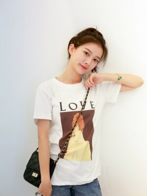 Rose Woman Portrait Love T-Shirt (5)