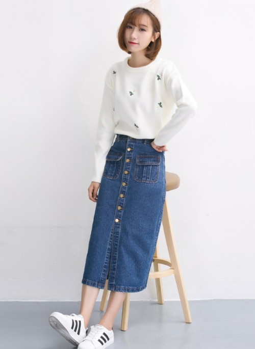 Blue Denim Jeans Skirt | Hong Seol – Cheese in the Trap