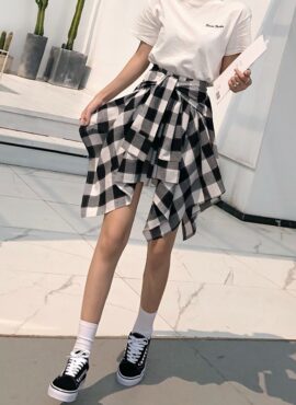Black & White Plaid Tie Skirt | Irene - Red Velvet