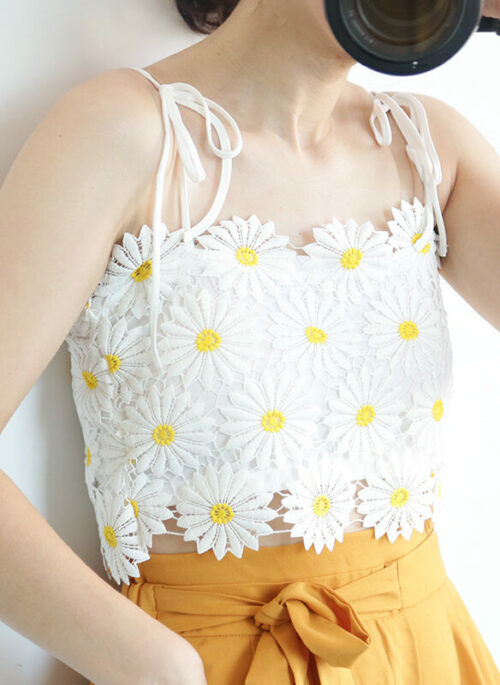 White Flower Lace Crop Top | Jennie – BlackPink