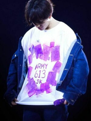White Jungkook Own Design Graffiti T-Shirt | Jungkook – BTS
