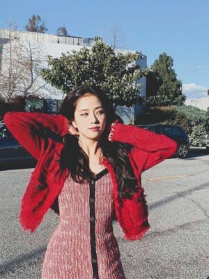Red Sling Knit Jumpsuit Dress | Jisoo – BlackPink