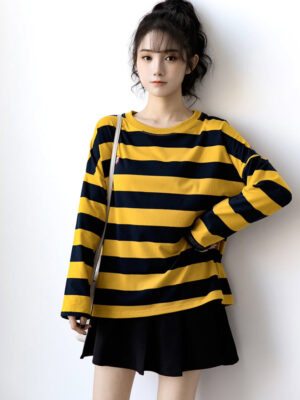Seulgi Yellow Striped Long-Sleeved Sweatshirt (11)