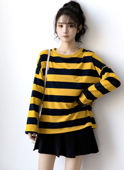 Yellow Striped Long-Sleeved T-Shirt | Seulgi – Red Velvet