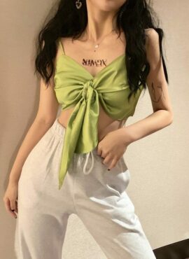 Green Sling Sexy Camisole Crop Top | Hyuna