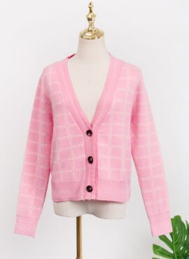 Pink Plaid Short Cardigan | Lisa - BlackPink