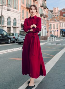 Red Long Sleeve Dress | Jihyo - Twice