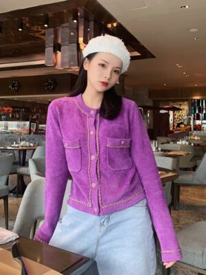 Jennie Lilac Chain Outlined Cardigan (8)
