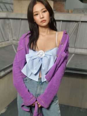 Lilac Chain Outlined Cardigan | Jennie – BlackPink