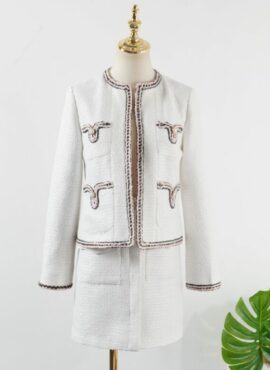 White Tweed Wool Jacket | Jennie - BlackPink