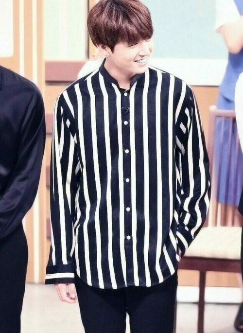 Striped Button-down Polo Shirt | Jungkook - BTS
