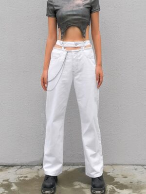 Lisa White Pants With Waist Cut-out (8)