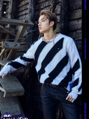 Black And White Striped Hedging Sweater | Bang Chan – Stray Kids
