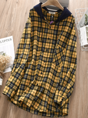 Jeongyeon Hooded Flannel Oversize Sweatshirt 1