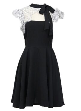 Black Lace Designed Chest Dress | Momo – Twice