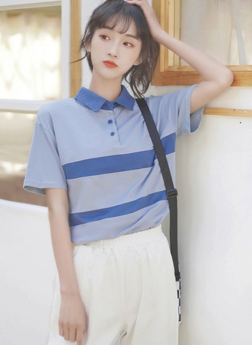 Blue Collared Short Sleeve Polo Shirt