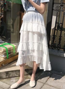 White Tri Layered Ruffle Skirt | Jennie - BlackPink