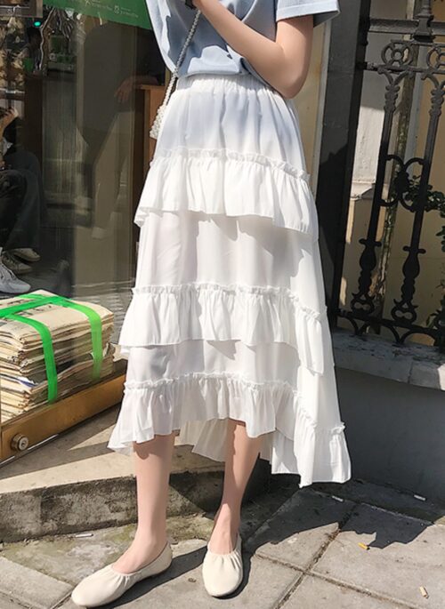 White Tri Layered Ruffle Skirt | Jennie – BlackPink