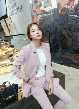 Pink Casual Suit Blazer Jacket and Trousers | Moonbyul - Mamamoo