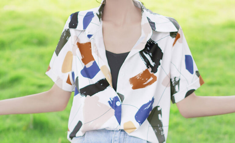 White Abstract Paint Print Shirt