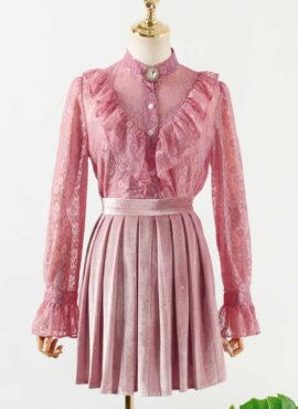 Pink Ruffled Lace Blouse | IU