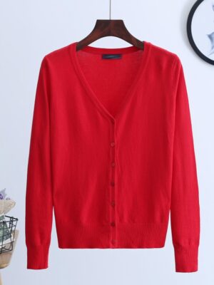 Jeno NCT – Red Knitted V-Neck cardigan (6)