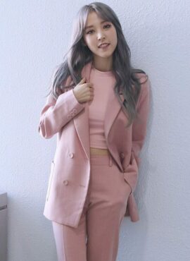 Pink Casual Suit Blazer Jacket and Trousers | Moonbyul - Mamamoo