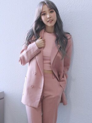 Pink Casual Suit Blazer Jacket and Trousers | Moonbyul – Mamamoo