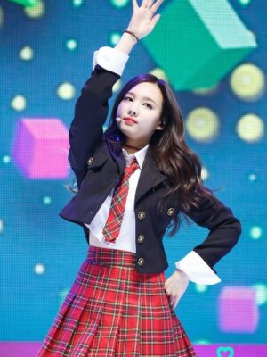 Red Plaid Pleated School Girl Skirt | Nayeon – Twice