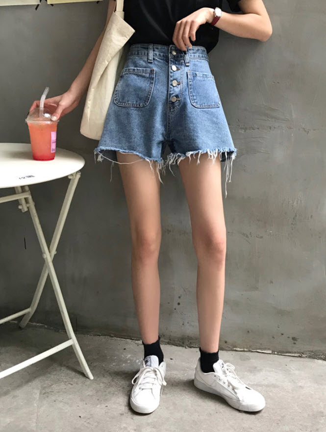 Wide Leg Denim Shorts | Tzuyu - Twice | K-Fashion at Fashionchingu
