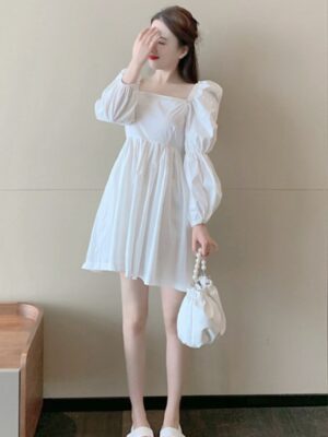 Chaeyoung Pearl Embellished Square Neck White Dress Inspiration (3)