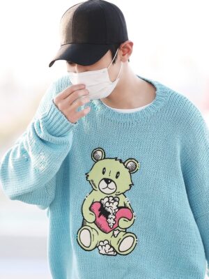 Blue Teddy Bear Knitted Sweater | Chanyeol – EXO