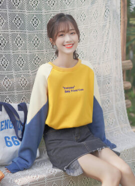 Yellow Dimensional Round Neck Sweater