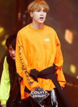 Orange Letter Printed Sweatshirt | Haechan - NCT