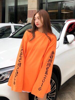 Haechan – NCT Orange Letter Printed Sweater Shirt (8)