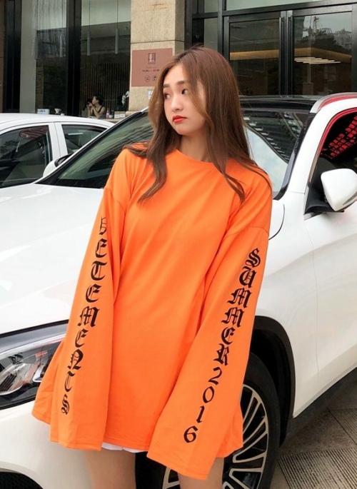 Orange Letter Printed Sweatshirt | Haechan – NCT